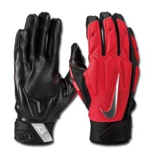 Nike D Tack Football Gloves XXL Red Black Sticky Grip Padded Unisex